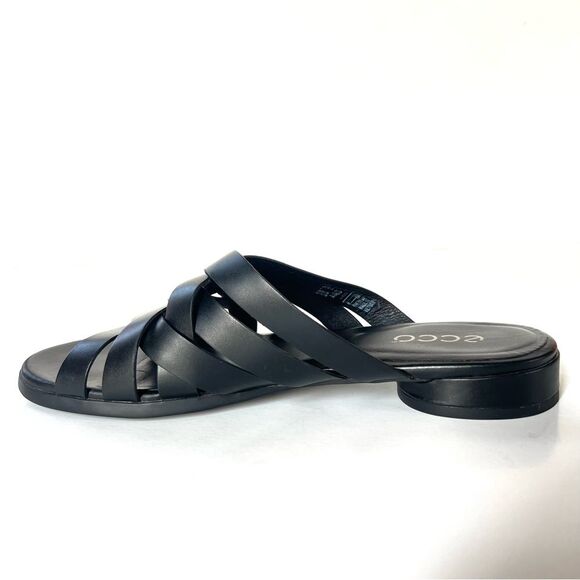 ECCO Designer Slide ii Supple Leather Black Crisscross Slide Sandals SZ 8 - Picture 6 of 15